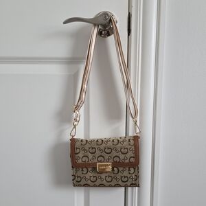 GUESS Tan Patterned Crossbody Bag